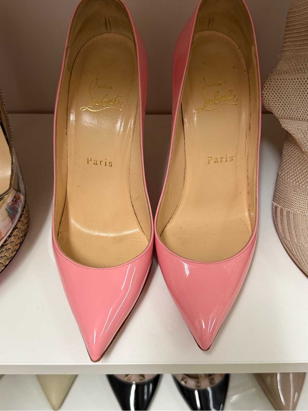 Christian Louboutin Pink Patent Pointed-Toe Pumps - Glossy Blush - Picture 5 of 5
